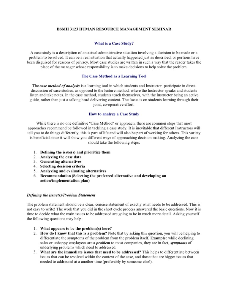 How To Analyse A Case Study 1 PDF Case Study Strategic Management