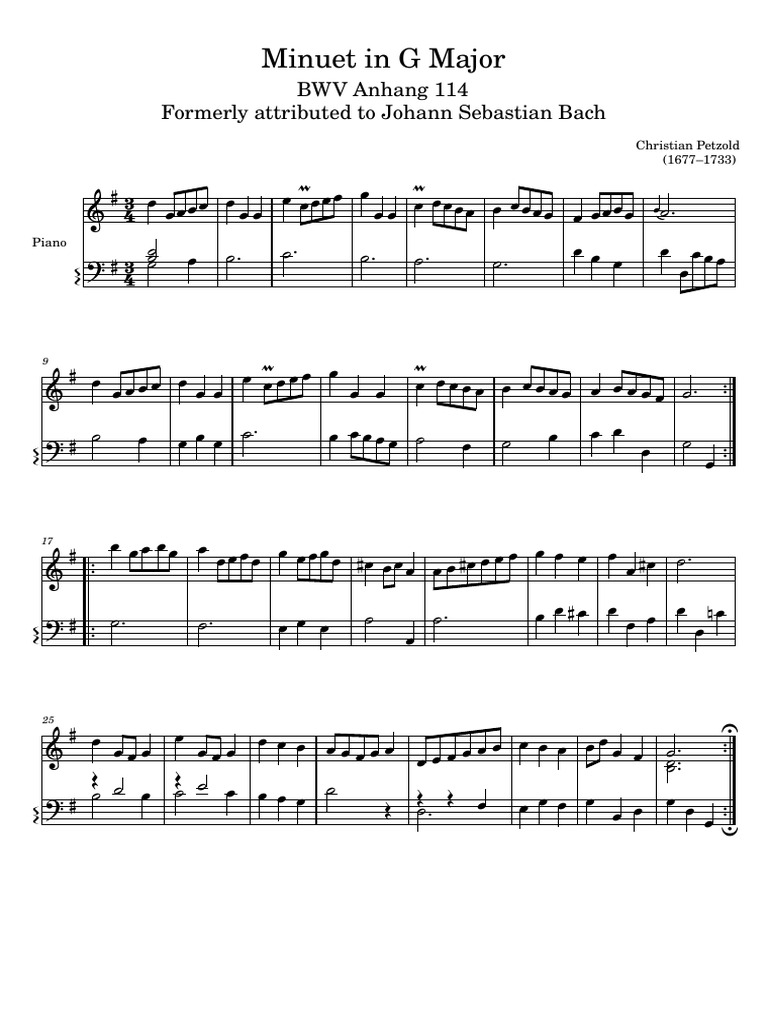 Minuet in G Major by Petzold | PDF