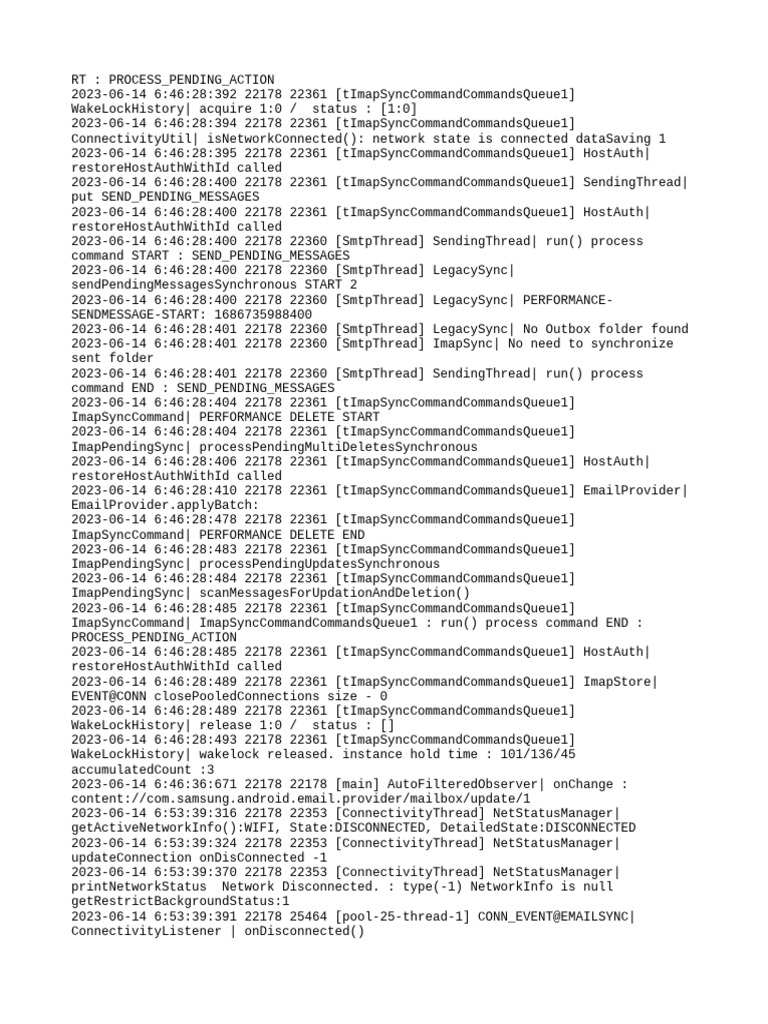 Email Sync Process Log Analysis | PDF | Computing