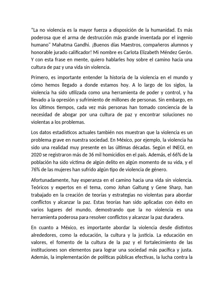 Cultura de paz y no violencia en México | PDF | Violencia | Paz