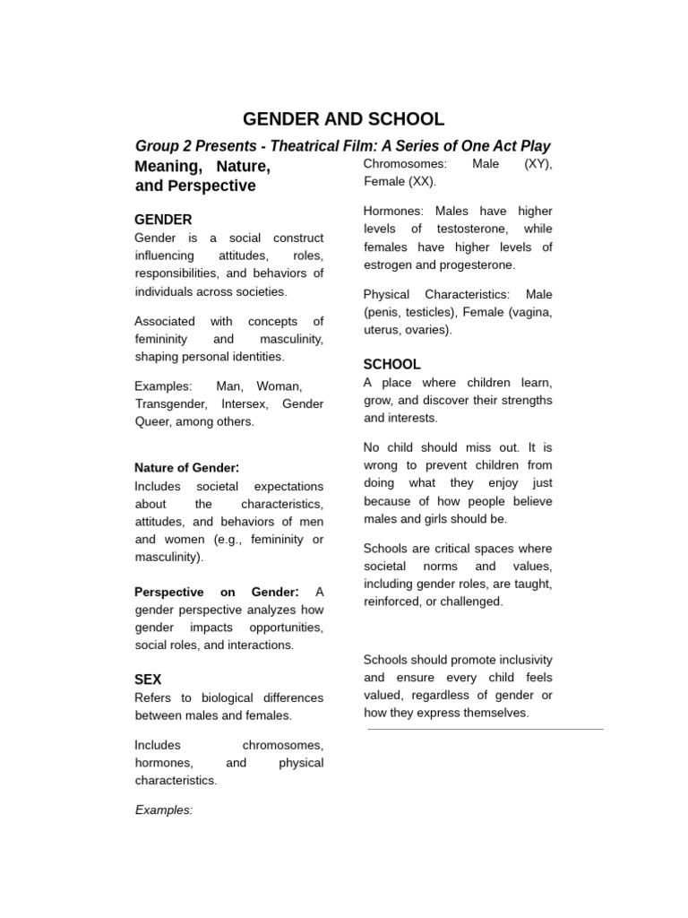 Gender And School 1 Pdf Gender Gender Studies