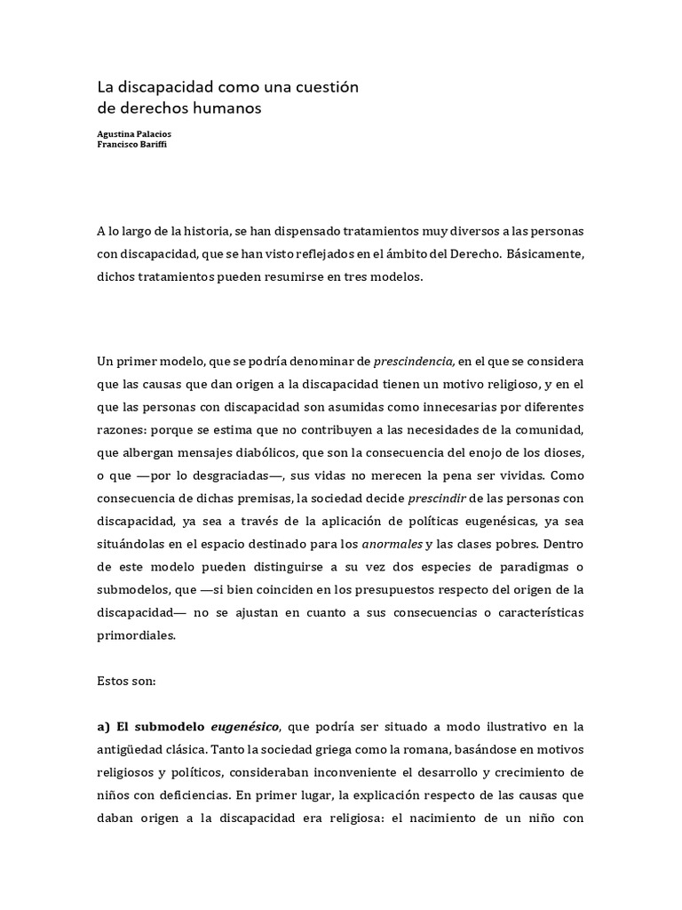 Modelos de Tratamiento de la Discapacidad | PDF | Invalidez | Derechos ...
