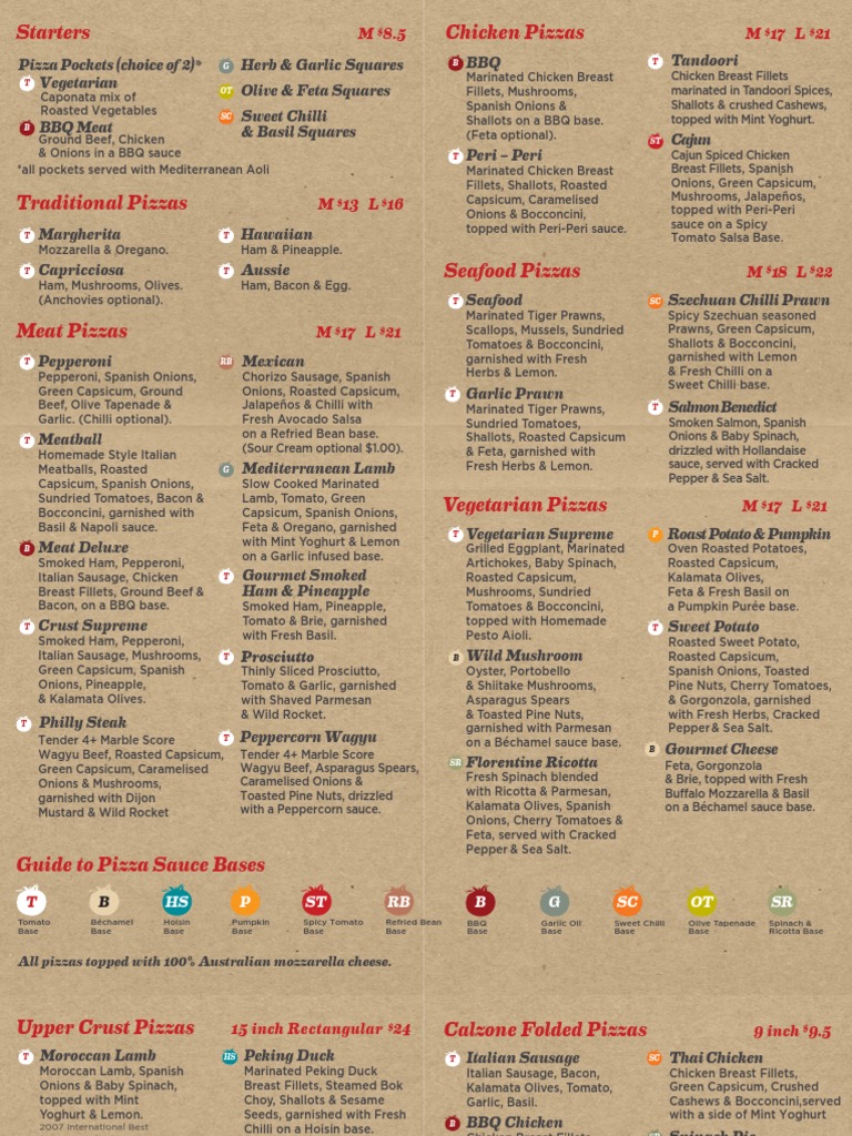 Crusts Menu PDF Salad Pizza