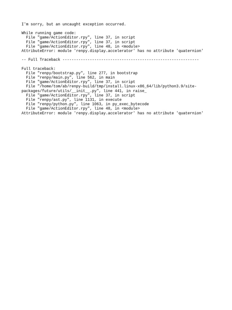 Ren'Py AttributeError Troubleshooting | PDF