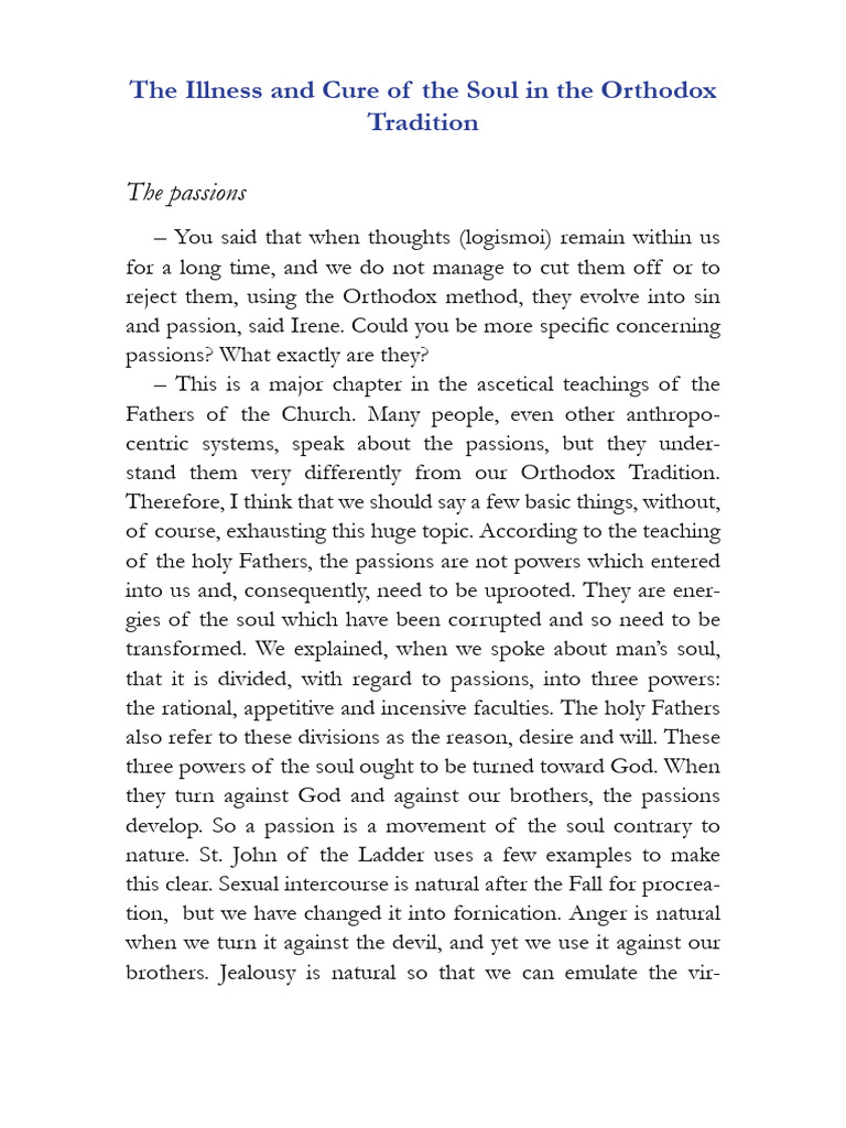 Summary2 The Illness and Cure of The Soul in The Orthodox Q&A | PDF ...