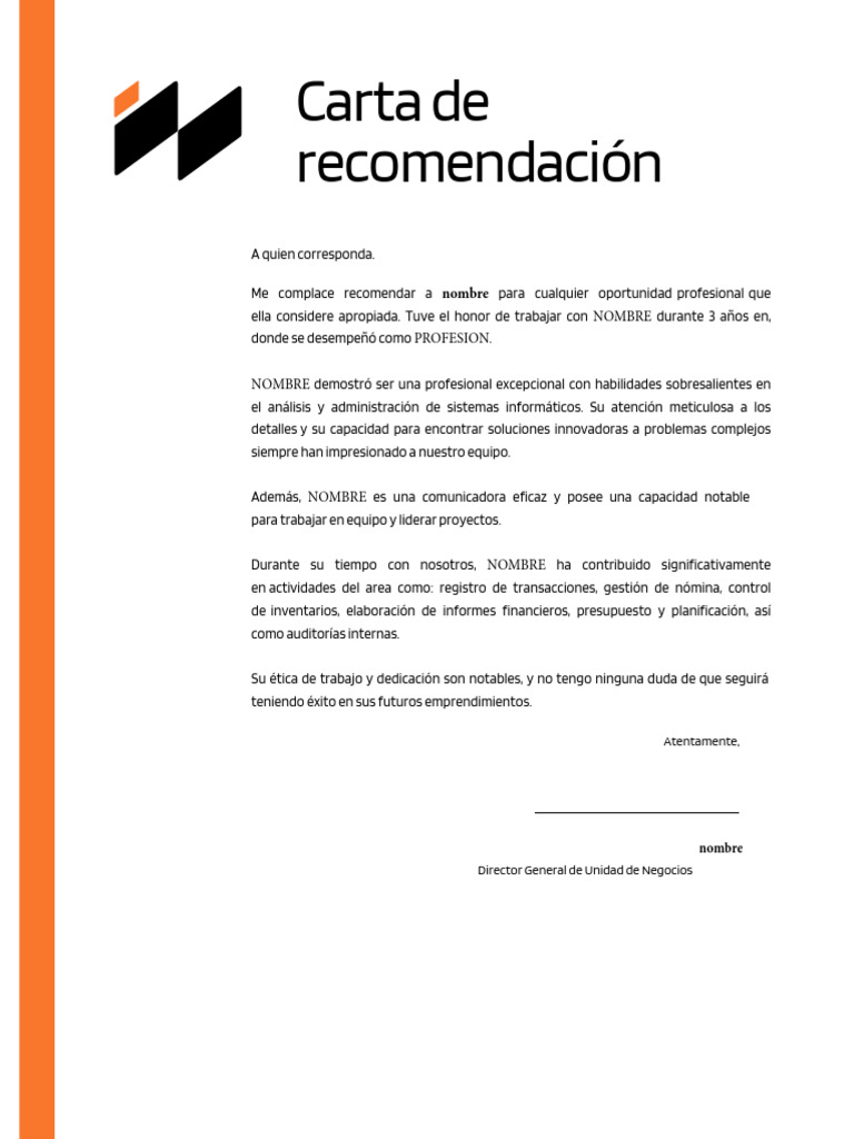 Carta de Recomendación Profesional | PDF
