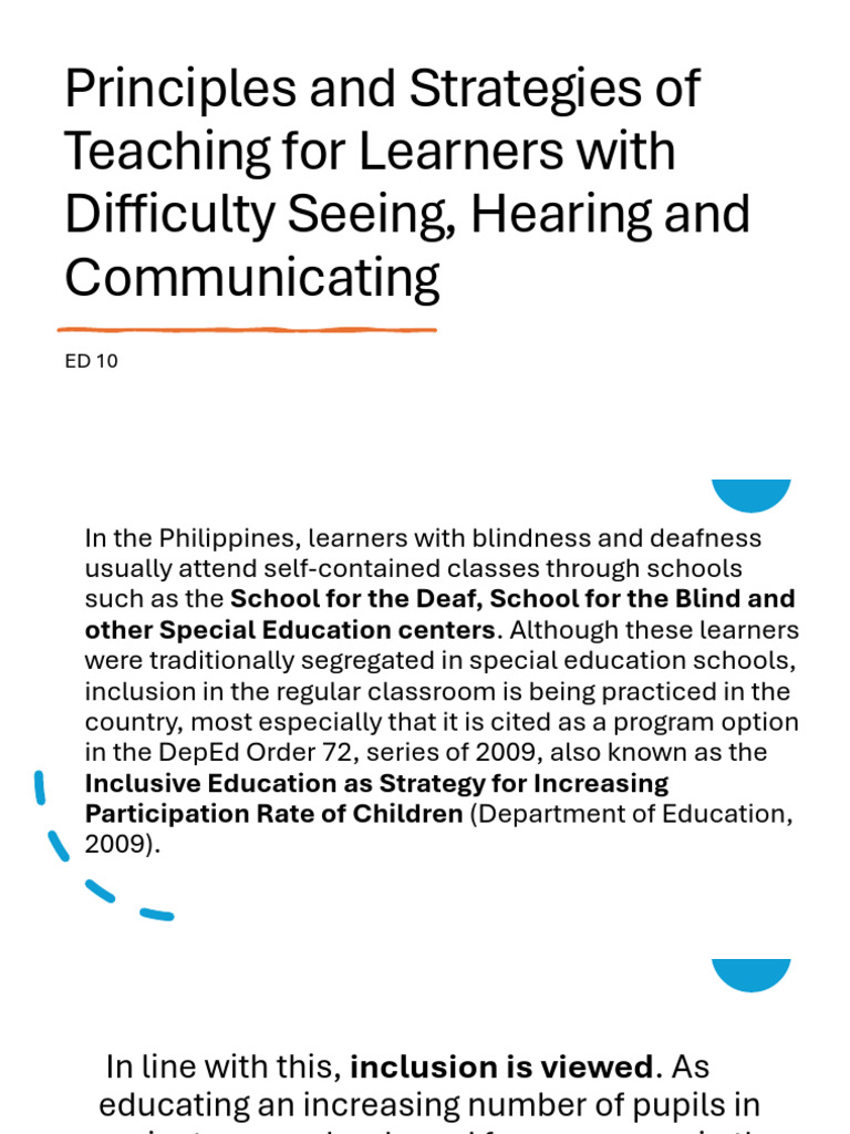 Teaching Strategies for Inclusive Education | PDF | Visual Impairment ...