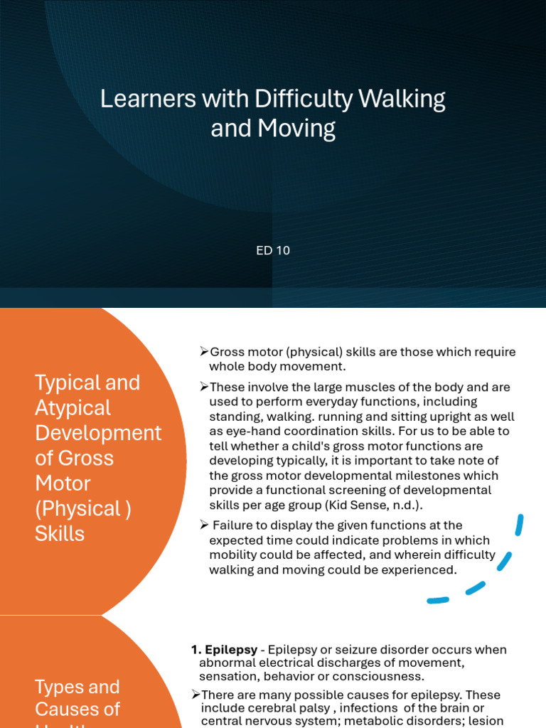 Gross Motor Skills and Mobility Challenges | PDF | Epilepsy | Cerebral ...