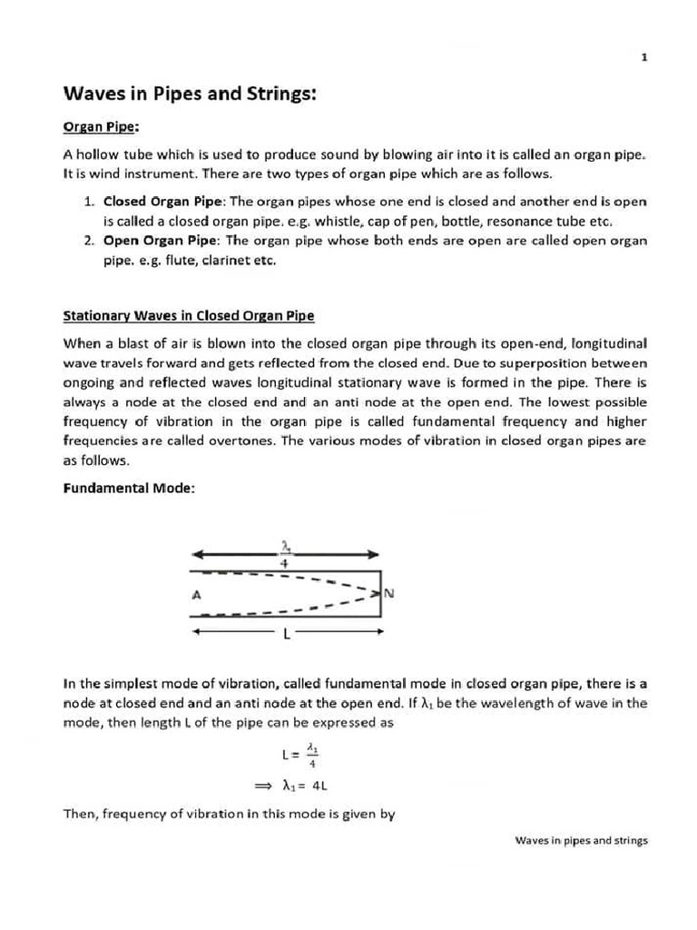 Waves in PipesStrings-Notes | PDF