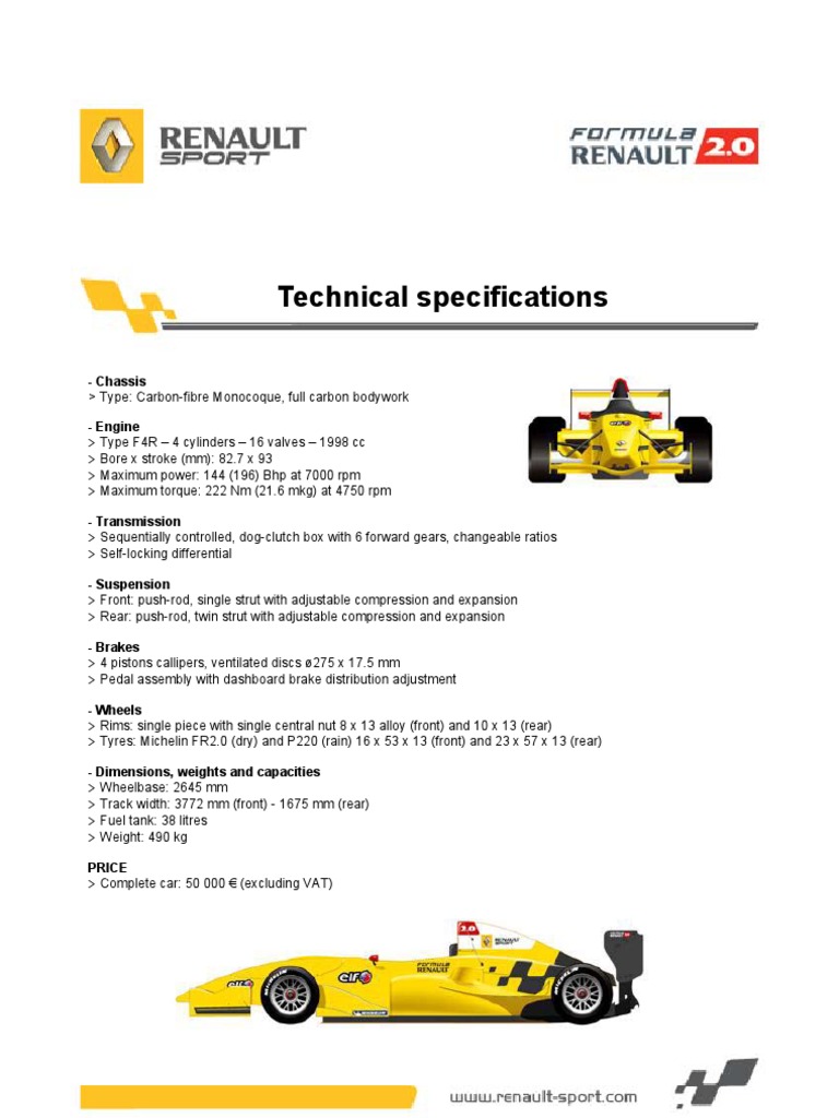 Carbon-Fibre Race Car Specifications | PDF
