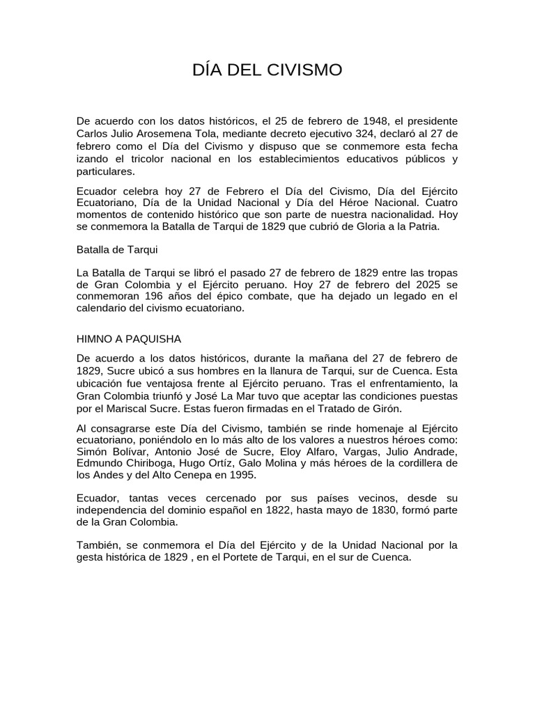 Día del Civismo en Ecuador | PDF