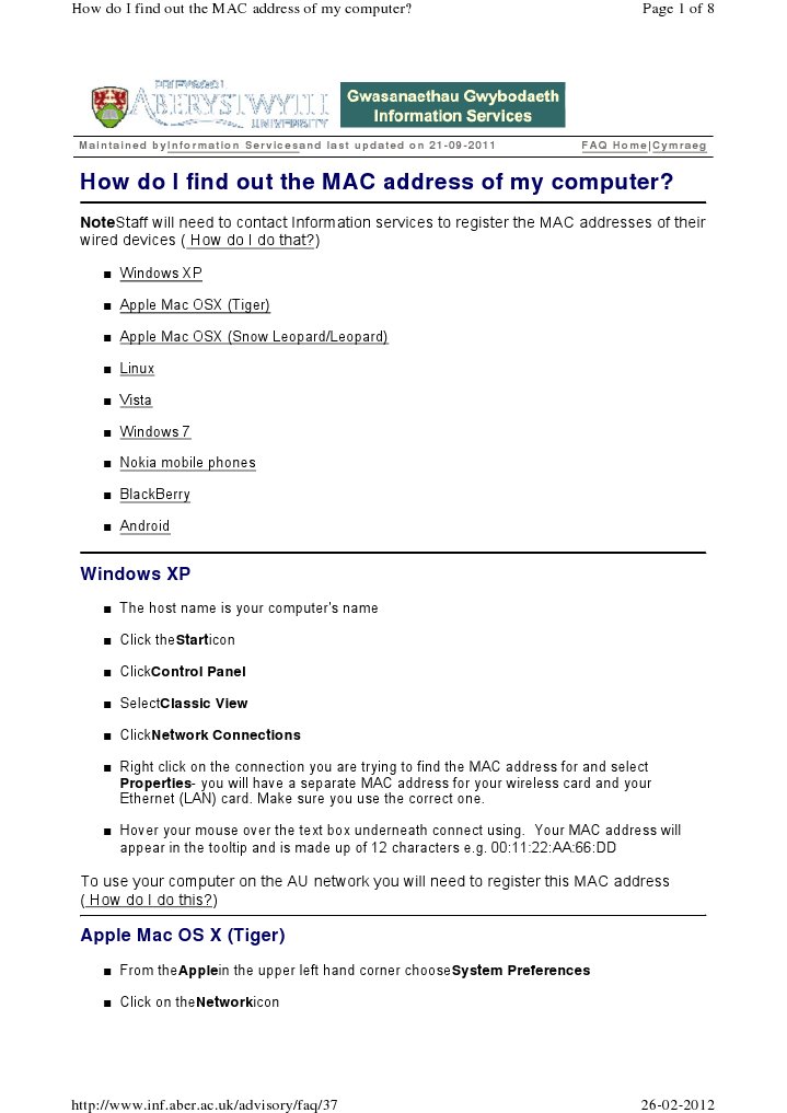 How to Find Your Computer's MAC Address | PDF | Airport | Macintosh