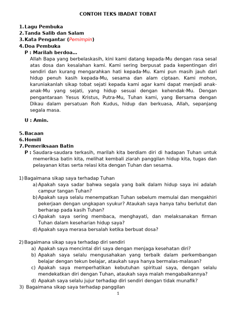 Ibadat Tobat: Panduan Lengkap dan Doa | PDF