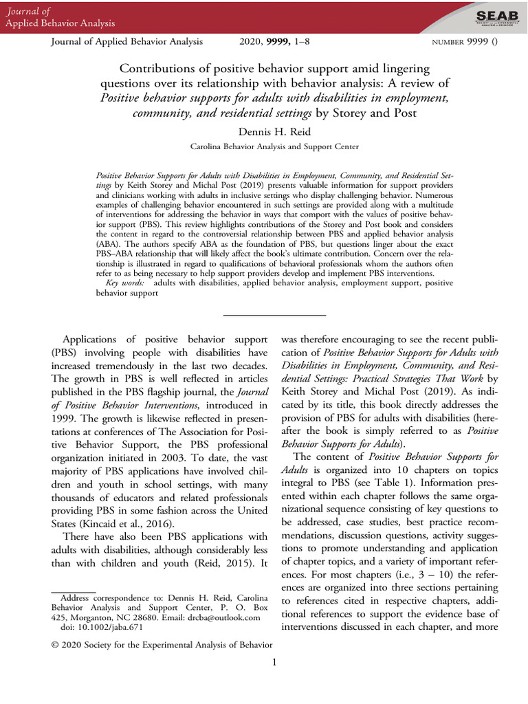 Positive Behavior Support for Adults | PDF | Biological Concepts | Mind ...