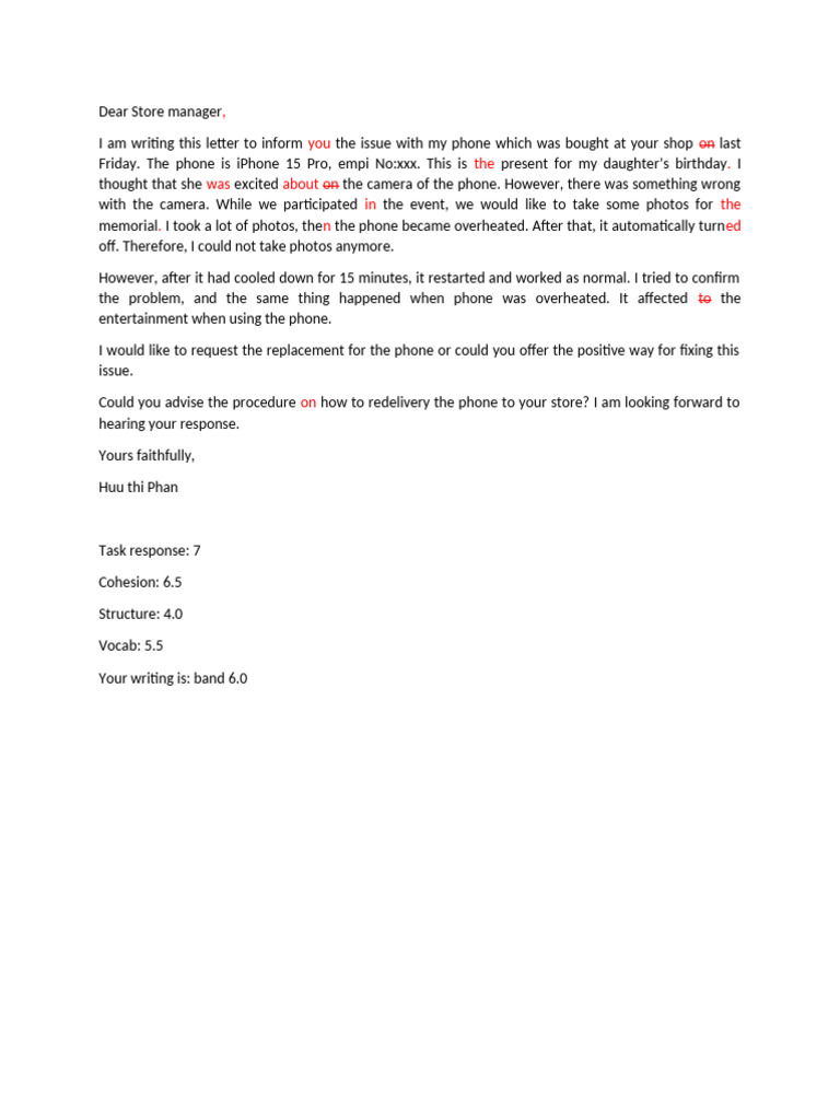 Correct Writing Part 1 - Letter of Complaint | PDF