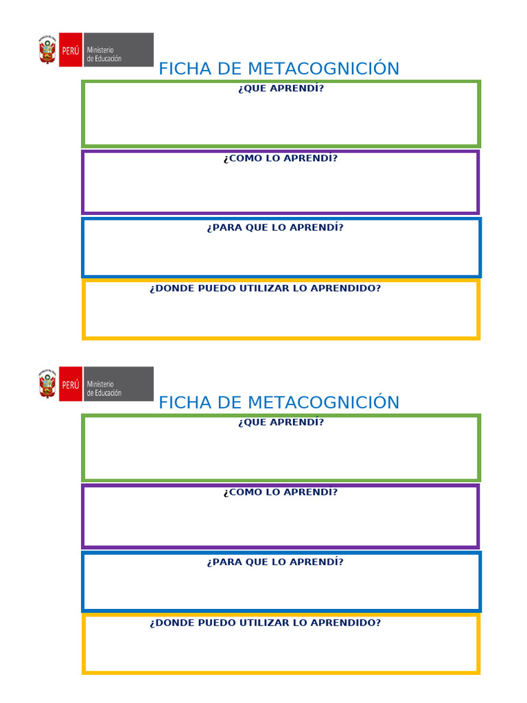 Ficha de Metacognición: Aprendizaje Efectivo | PDF