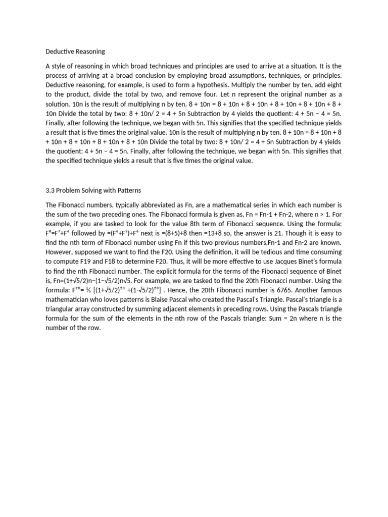 Deductive Reasoning | PDF | Mathematical Analysis | Numbers