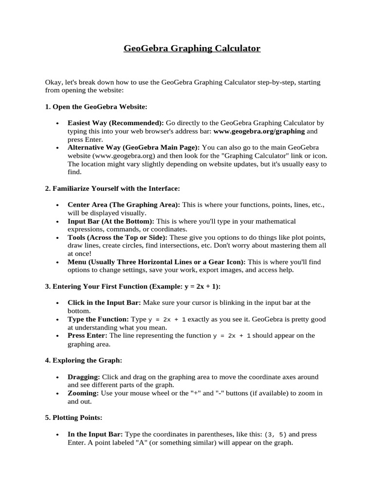 How to Use GeoGebra Graphing Calculator | PDF | Function (Mathematics ...