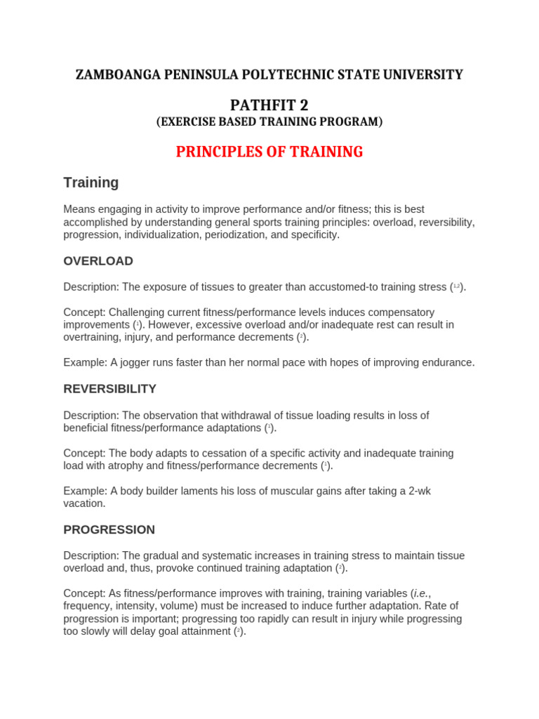Principles of Effective Training Programs | PDF | Physical Fitness ...