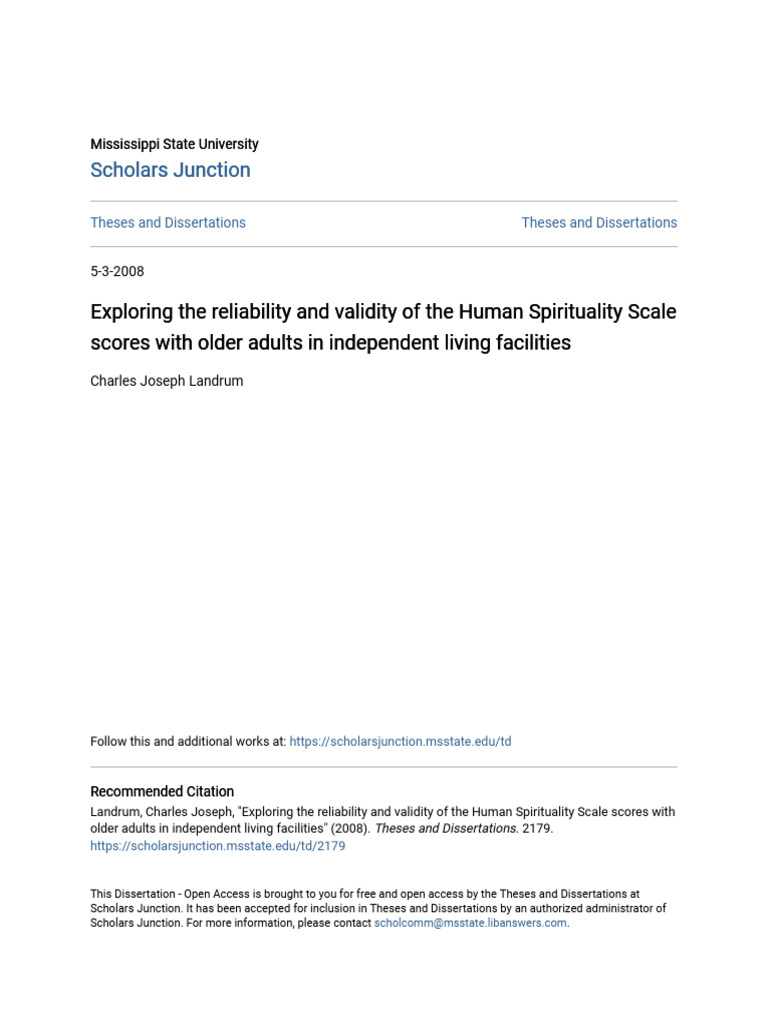 Validity of Human Spirituality Scale in Aging | PDF | Spirituality ...