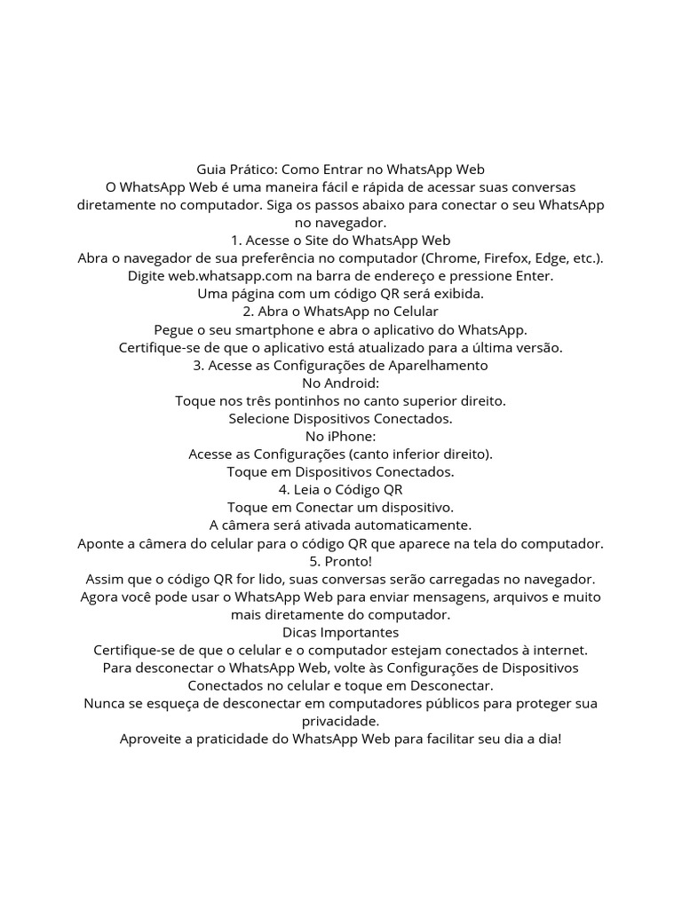 Guia Prático Como Entrar No WhatsApp Web O WhatsApp Web É Uma Maneira ...