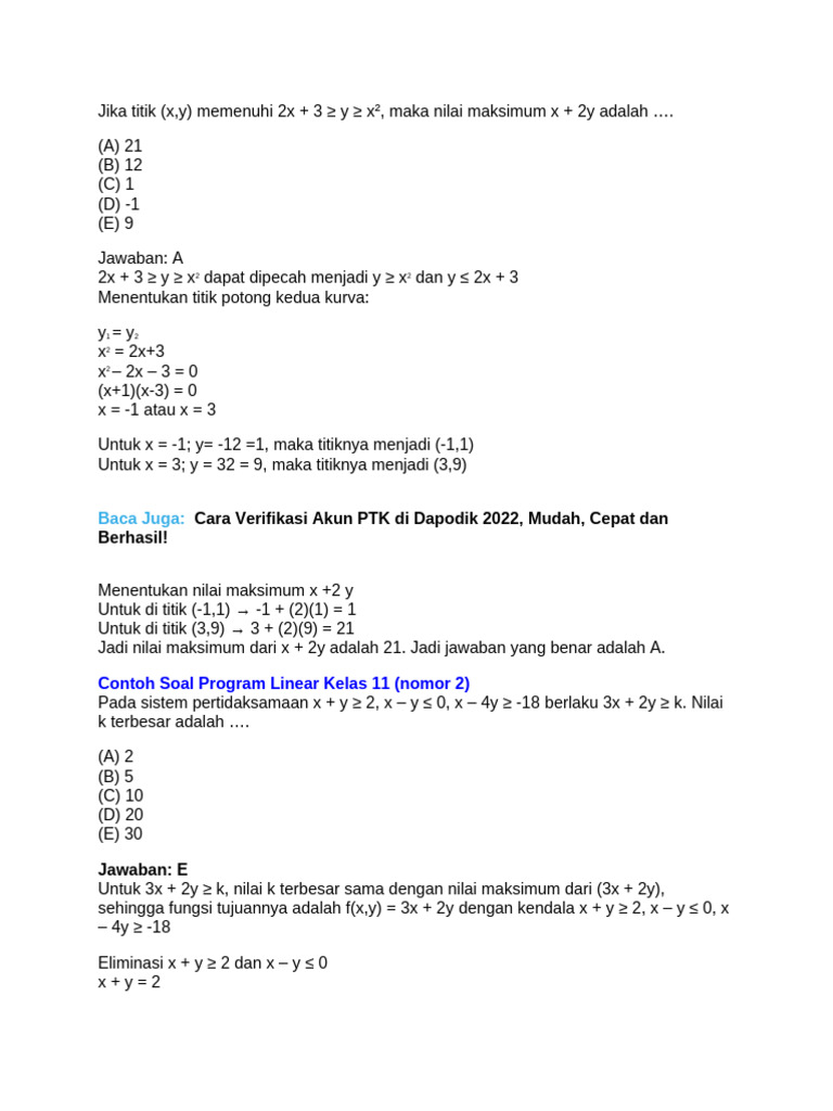 Nilai Maksimum dalam Program Linear | PDF