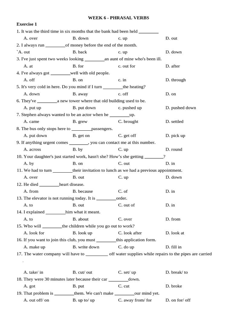 Phrasal Verbs Practice Exercises | PDF