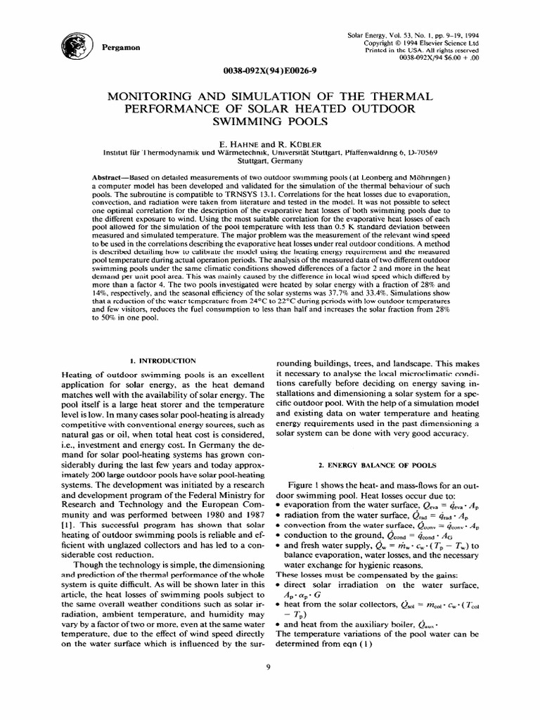 Monitoring and Simulation of The Thermal Performance of Solar Heated ...