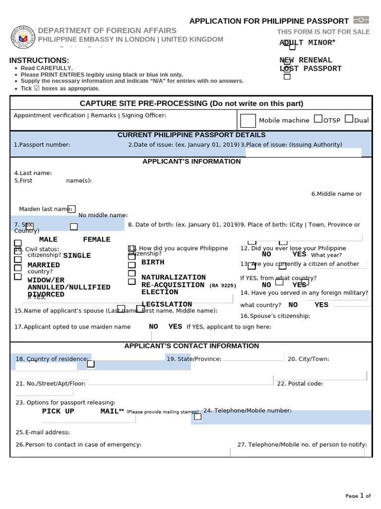Main Application for Philippine Passport Philippines | PDF | Identity ...