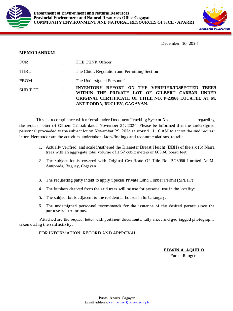 DENR Gilbert Cabbab (GEM) | PDF