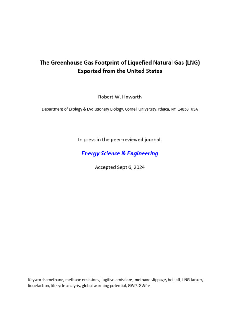 US LNG Greenhouse Gas Footprint Analysis | PDF | Natural Gas ...