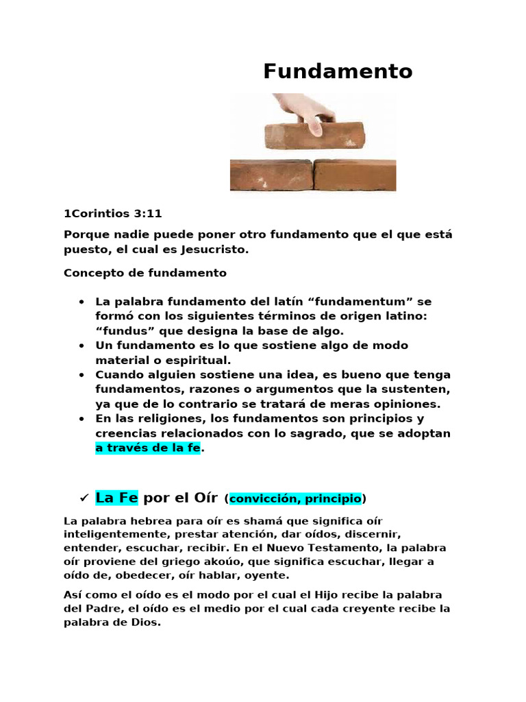 Fundamentos de la Fe Cristiana | PDF | Fe | Dios