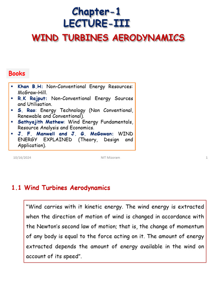 Wind Turbines Aerodynamics Explained | PDF | Turbine | Wound
