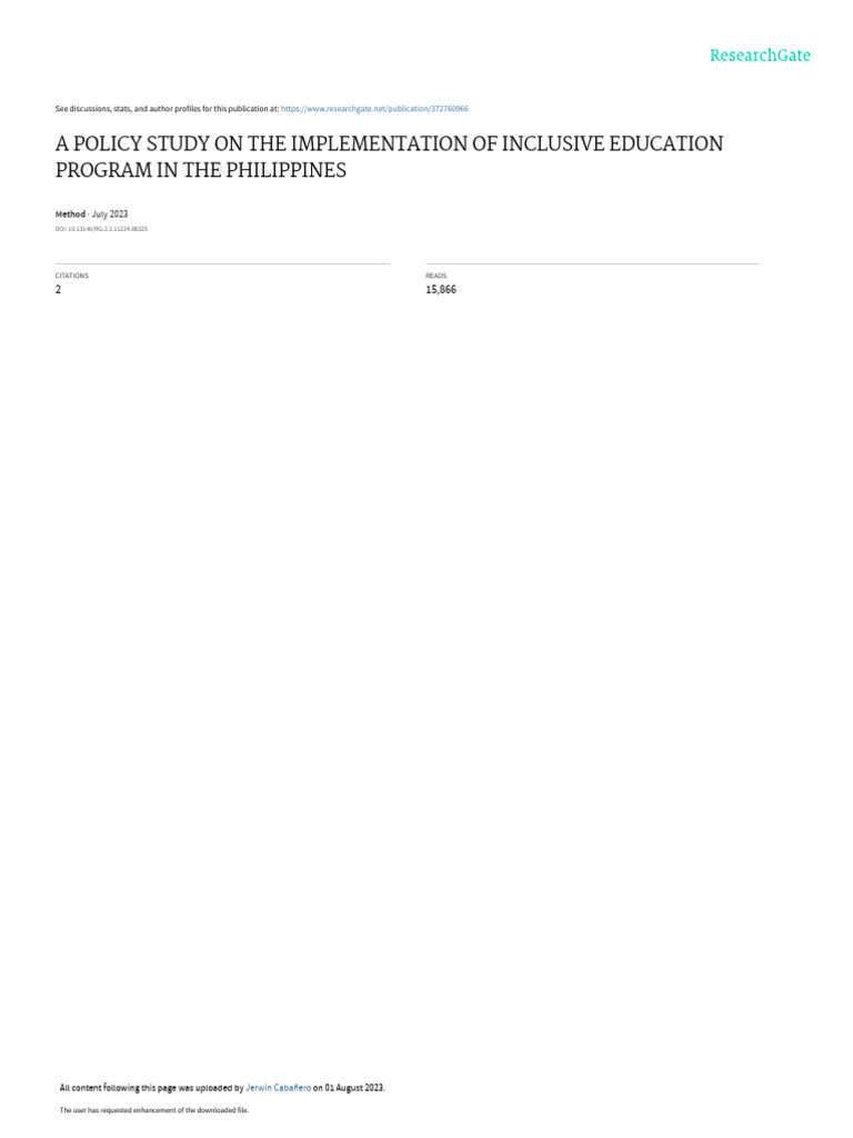 Advancing Inclusive Education in the Philippines | PDF | Inclusion ...