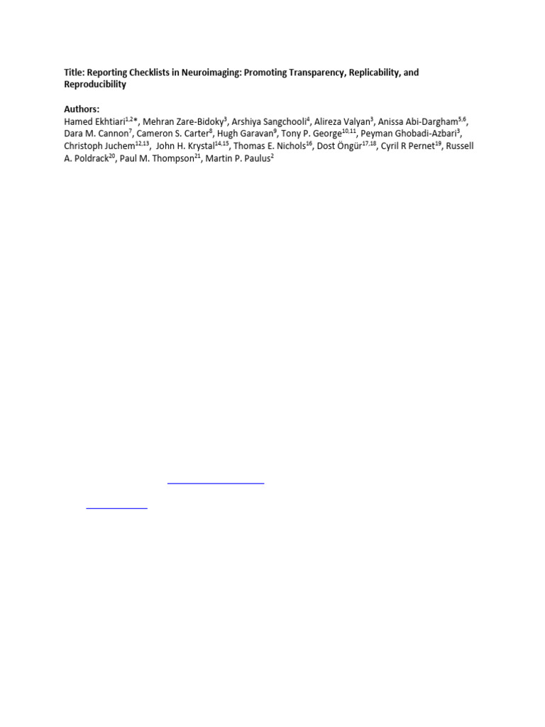 Neuroimaging Reporting Checklists Guide | PDF | Methodology | Positron ...