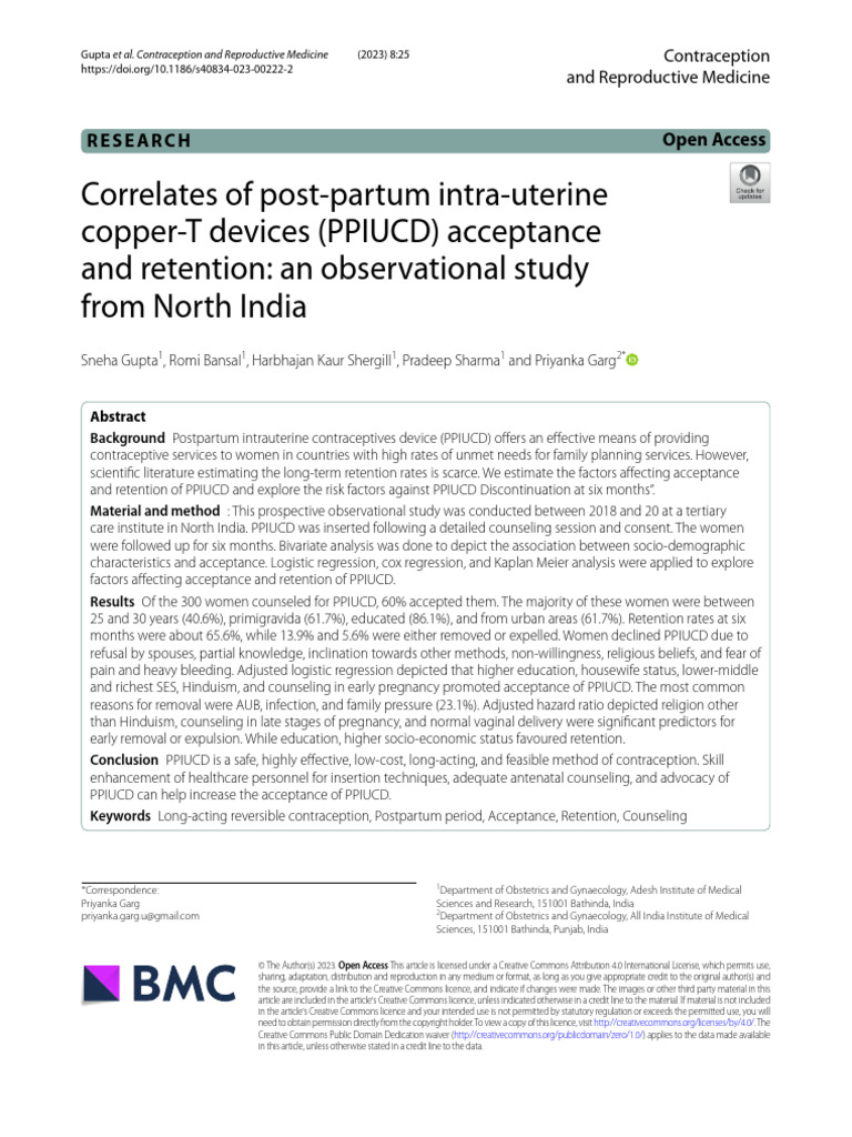 2023 - Article - 222 | PDF | Childbirth | Family Planning