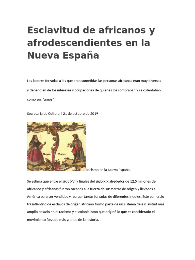 Esclavitud de africanos en Nueva España | PDF | Esclavitud | Nueva españa