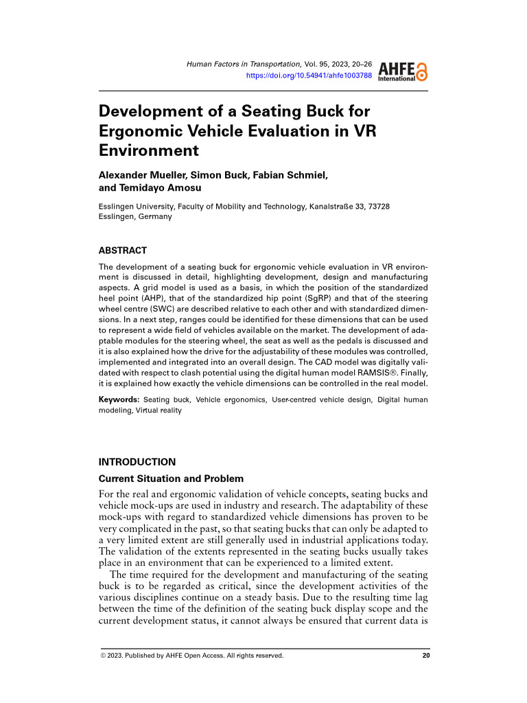 Development of A Seating Buck For Ergonomic Vehicle Evaluation in VR ...