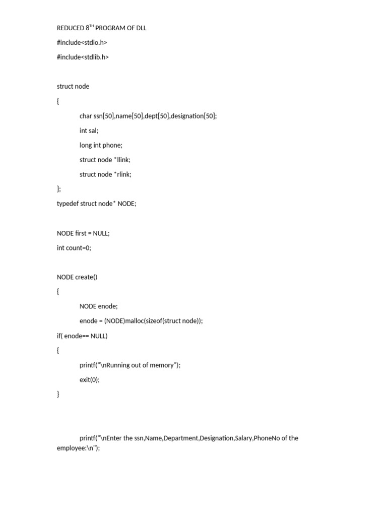 Reduced 8TH Program of DLL | PDF