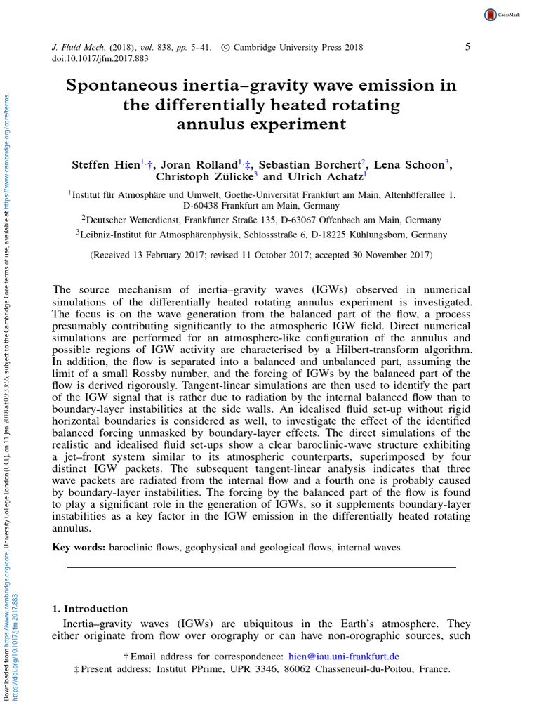 Inertia-Gravity Waves in Rotating Annulus | PDF | Waves | Weather