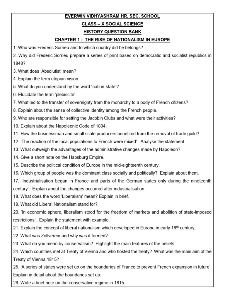 Class X - Social Chapter Wise Question Bank | PDF | Democracy ...
