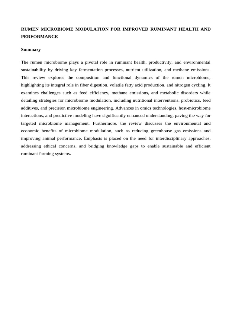 MOG Rumen Microbiome Modulation New | PDF | Ruminant | Metabolomics