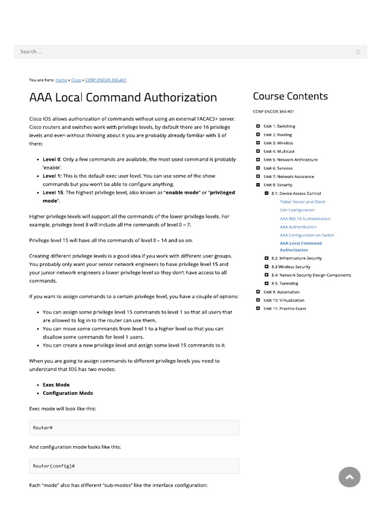 AAA Local Command Authorization | PDF
