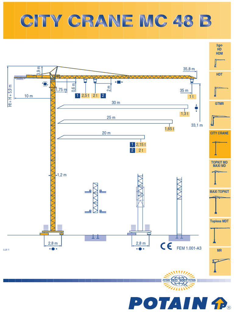 Fiche technique grue Potain MC 48 B | PDF