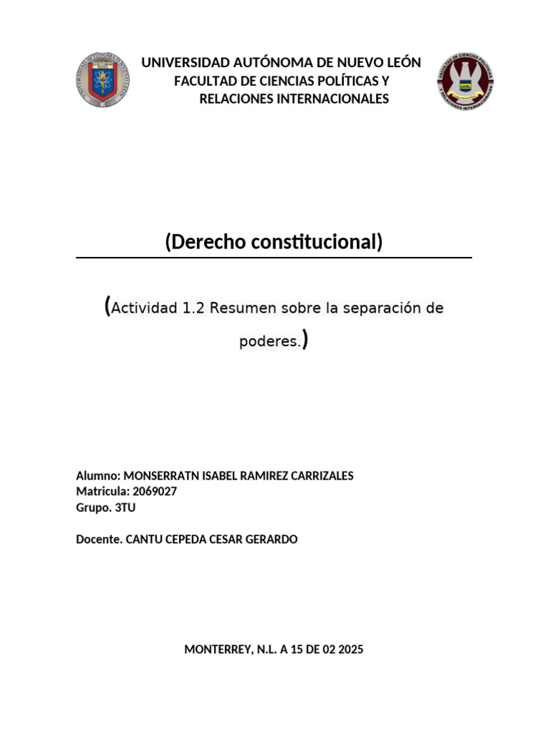 Separación de Poderes en Democracia | PDF | Separación de poderes ...