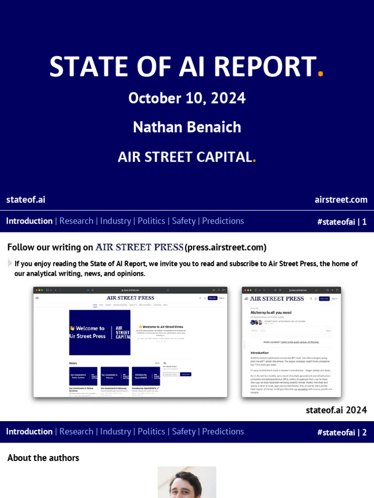 State of AI Report 2024 Insights | PDF | Machine Learning | Artificial ...