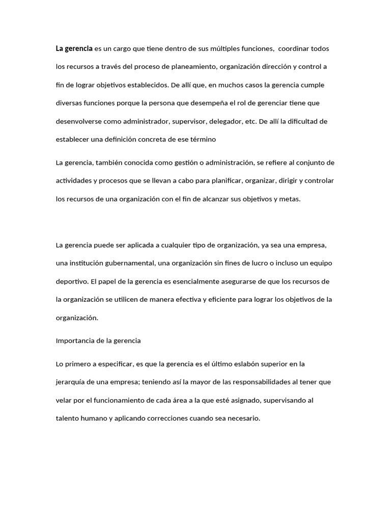 Funciones y características de la gerencia | PDF | Sicología ...