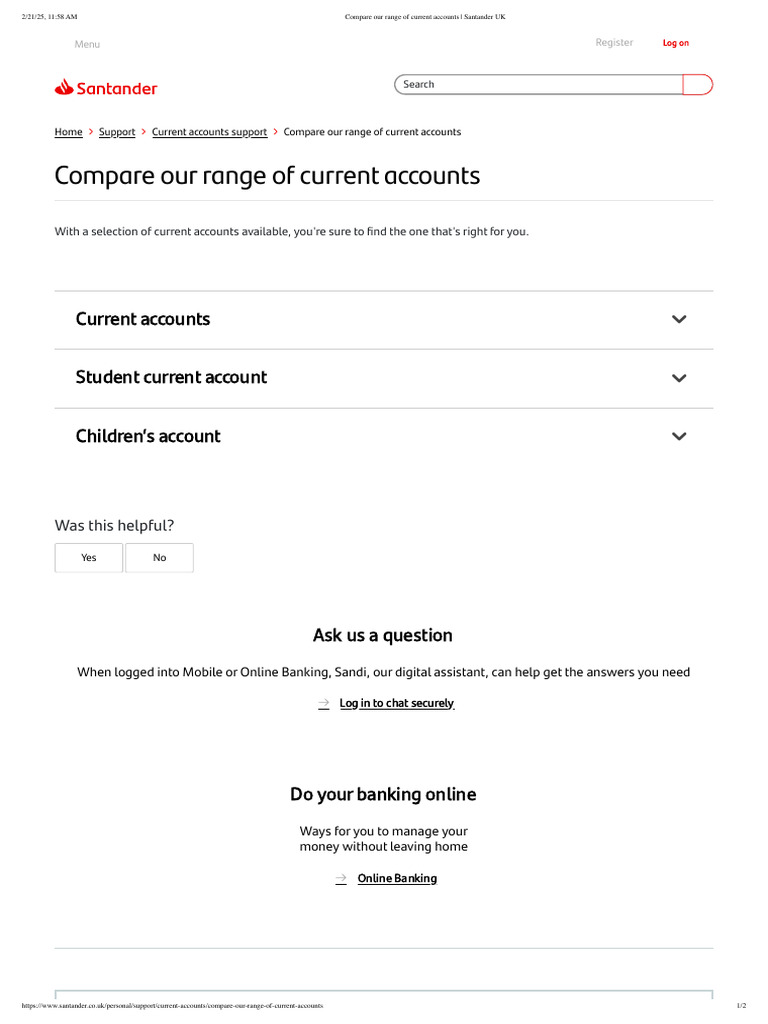 Compare Our Range of Current Accounts - Santander UK | PDF | Financial ...