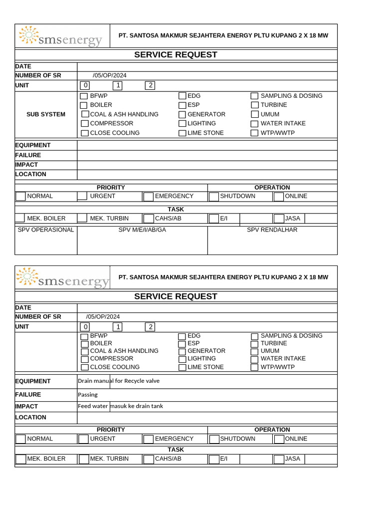 Formulir Permohonan Layanan SR 05 | PDF