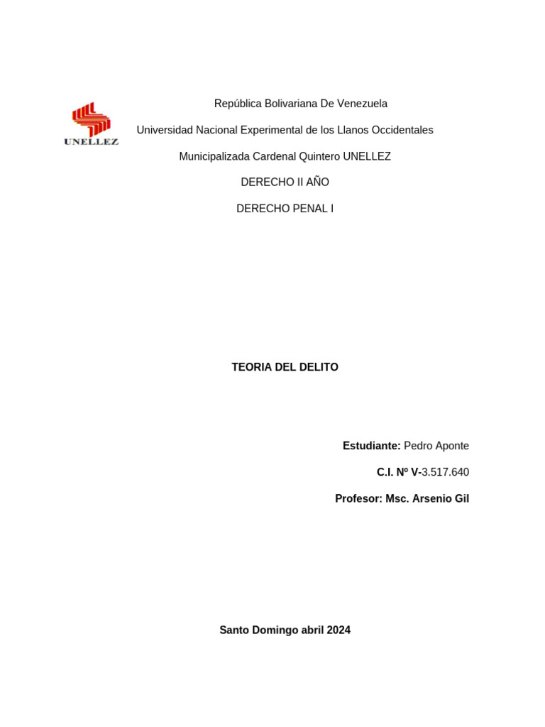 Elementos Clave de la Teoría del Delito | PDF | Derecho penal | Crímenes